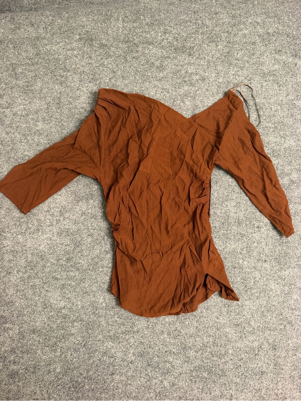 Zara Rust Off-Shoulder Three-Quarter Sleeve Top